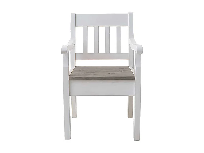 Landhausstuhl in Weiß Grau Armlehnen