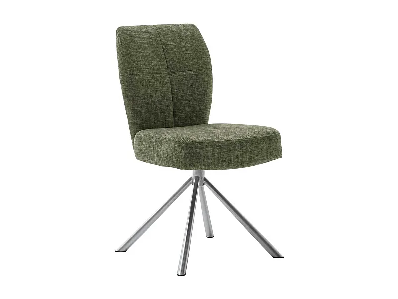 Drehbare Esstischstühle in Oliv Grün Edelstahlgestell (2er Set)
