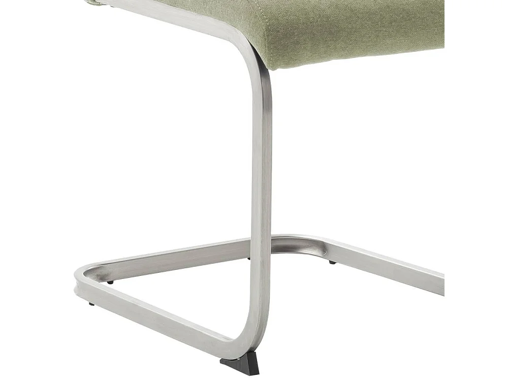 Freischwingerstuhl Polsterstuhl in Oliv Gr�n mit Gestell aus Metall (4er Set)