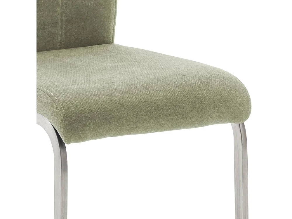 Freischwingerstuhl Polsterstuhl in Oliv Gr�n mit Gestell aus Metall (4er Set)