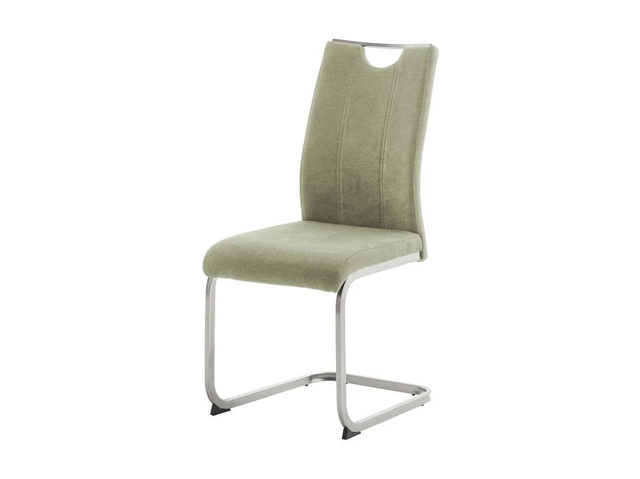 Freischwingerstuhl Polsterstuhl in Oliv Gr�n mit Gestell aus Metall (4er Set)