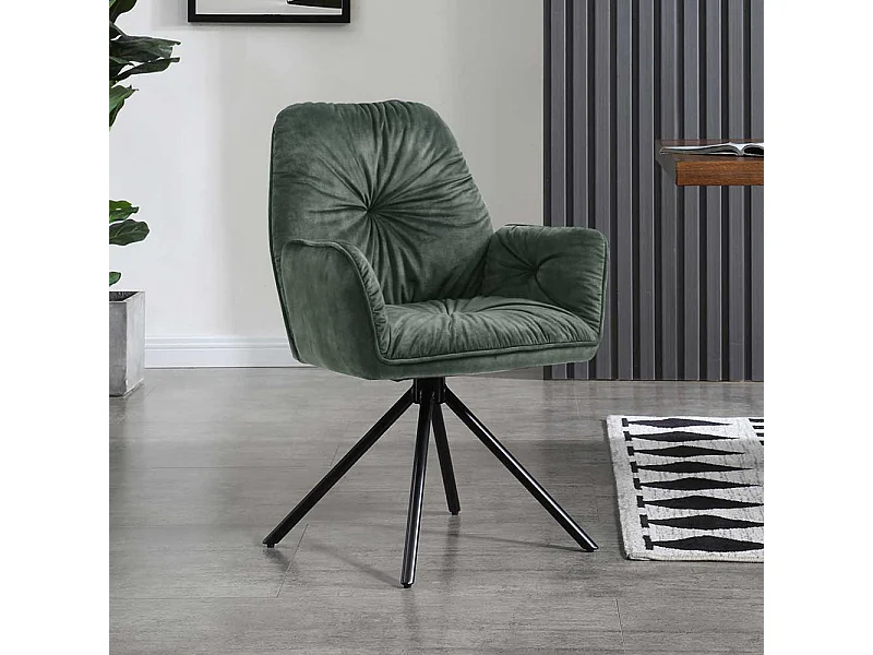 Armlehnenstuhl in Dunkelgrün und Schwarz drehbar