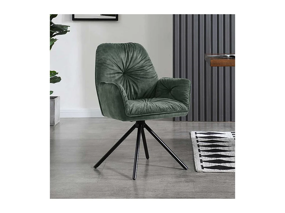 Armlehnenstuhl in Dunkelgrün und Schwarz drehbar