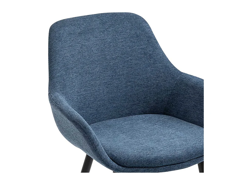 Armlehnstuehle mit Stoffbezug in Blau Gestell aus Metall (2er Set)