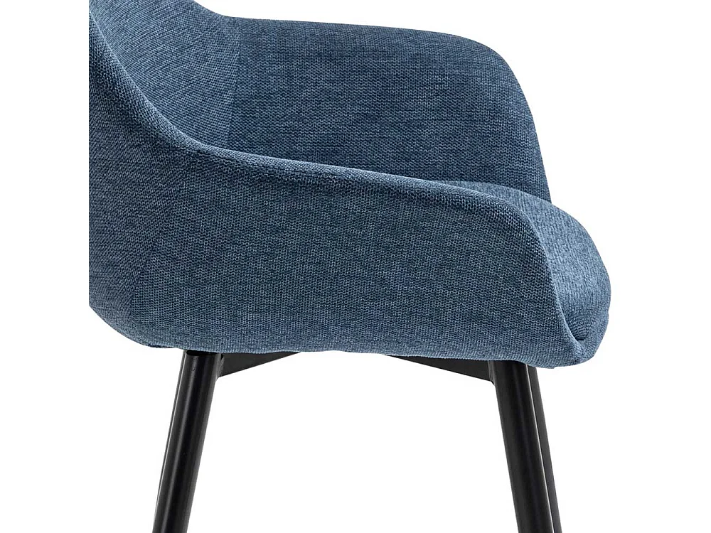 Armlehnstuehle mit Stoffbezug in Blau Gestell aus Metall (2er Set)