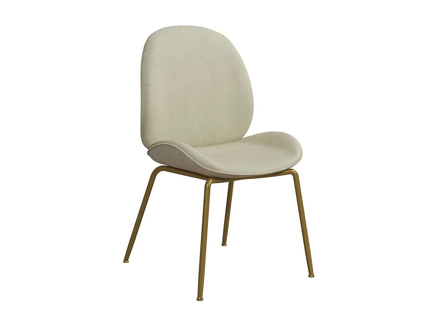 Polsterstuhl Esszimmer Samt in Cremefarben Gestell aus Metall