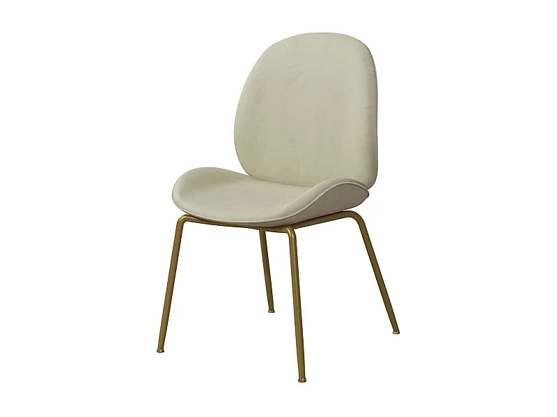 Polsterstuhl Esszimmer Samt in Cremefarben Gestell aus Metall