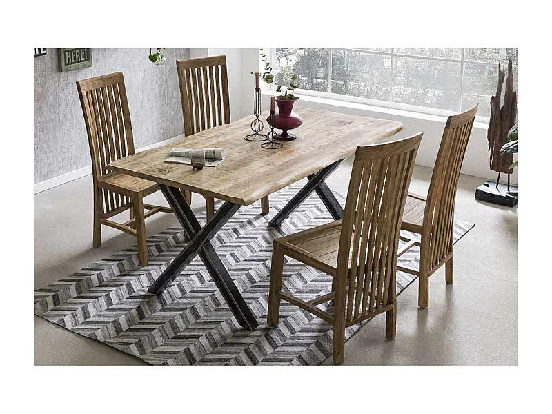 Esszimmerstuhl aus Teak Massivholz mit hoher Lehne