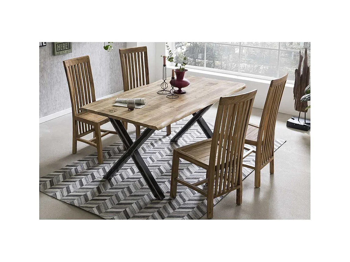 Esszimmerstuhl aus Teak Massivholz mit hoher Lehne