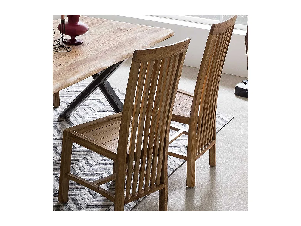 Esszimmerstuhl aus Teak Massivholz mit hoher Lehne