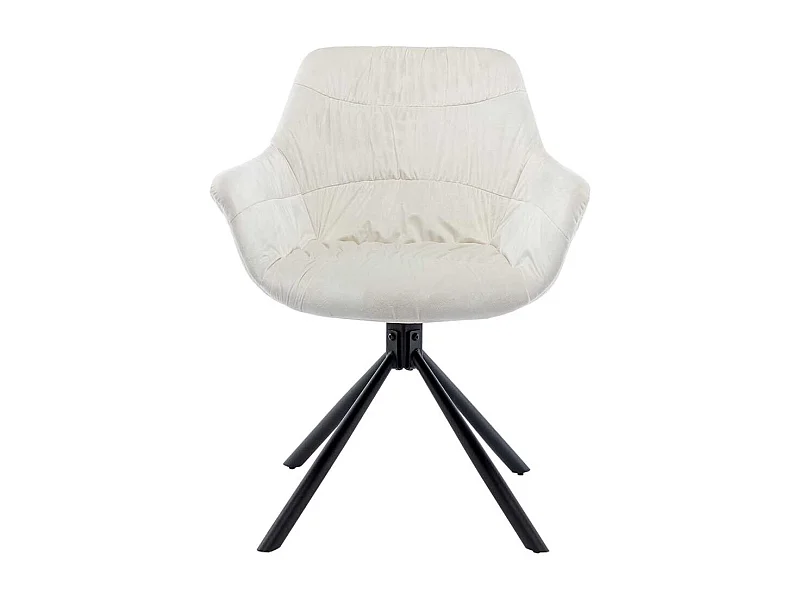 Polsterstuhl Esszimmer Cremeweiß aus Samt Gestell aus Metall