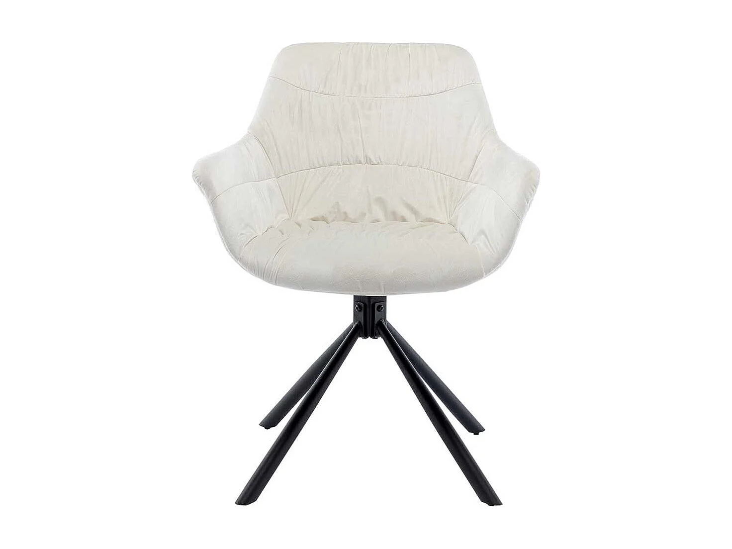 Polsterstuhl Esszimmer Cremeweiß aus Samt Gestell aus Metall