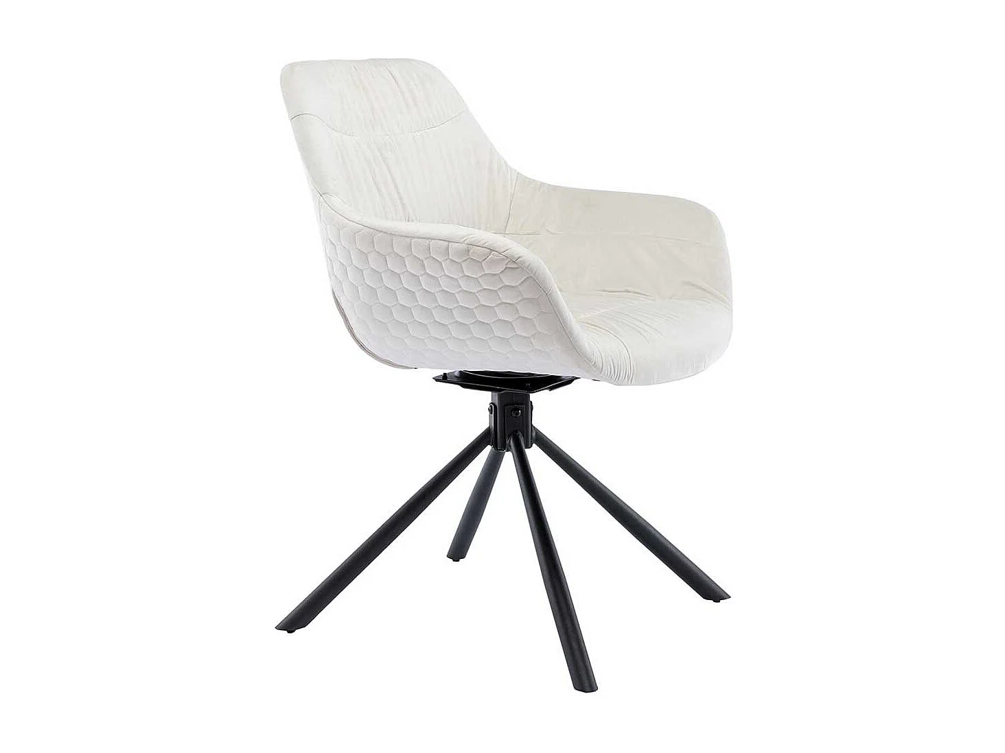 Polsterstuhl Esszimmer Cremeweiß aus Samt Gestell aus Metall