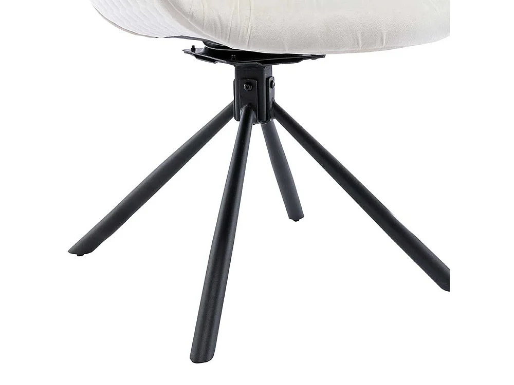 Polsterstuhl Esszimmer Cremeweiß aus Samt Gestell aus Metall