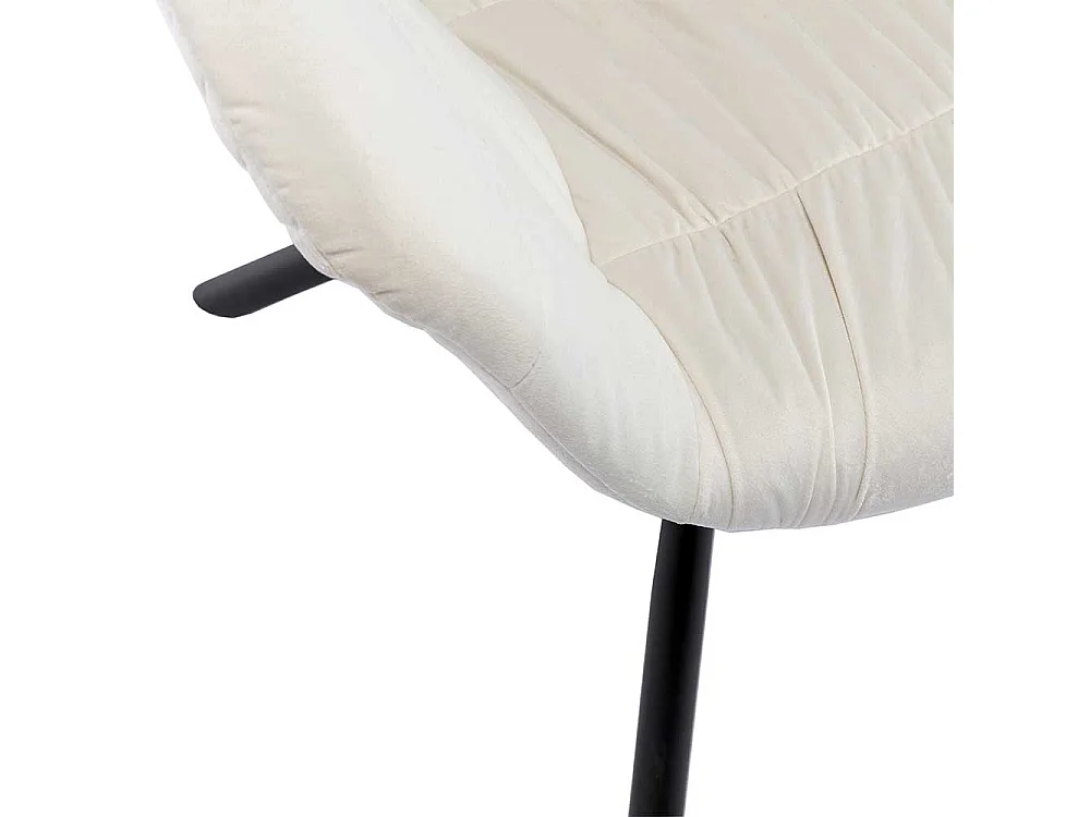 Polsterstuhl Esszimmer Cremeweiß aus Samt Gestell aus Metall