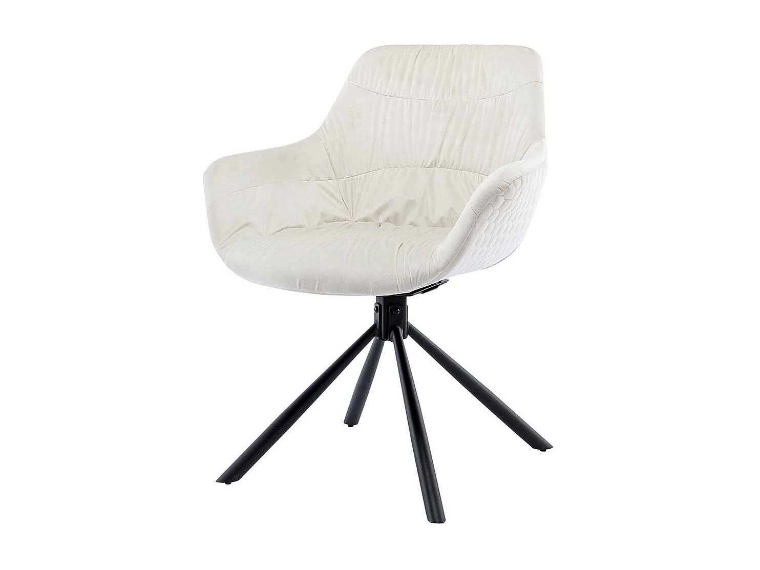 Polsterstuhl Esszimmer Cremeweiß aus Samt Gestell aus Metall