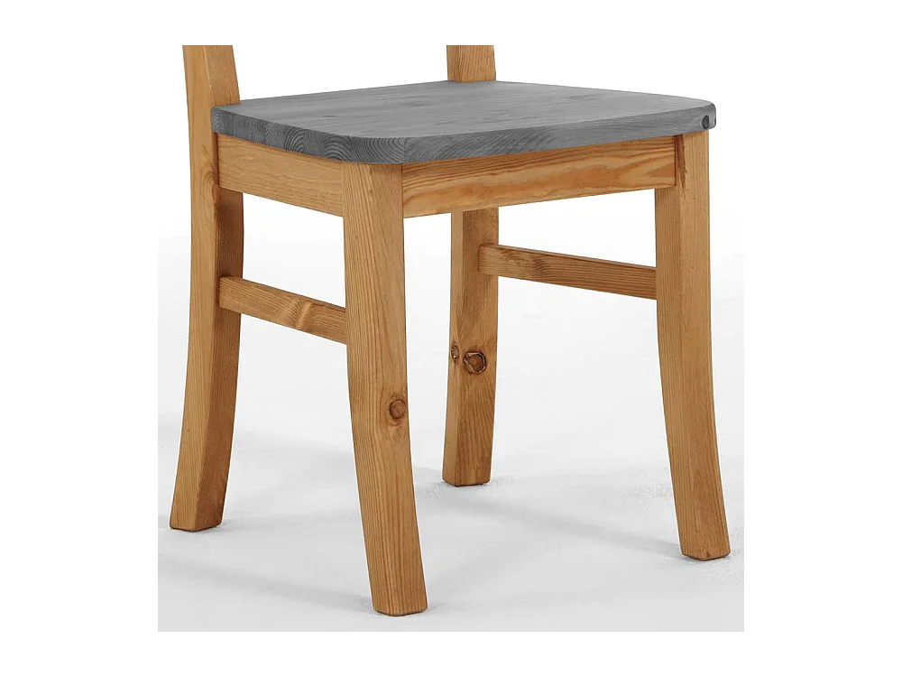 Landhaus Holzstühle in Grau Kiefer massiv 40 cm Sitztiefe (2er Set)