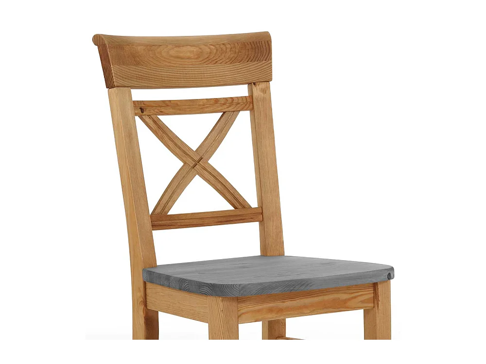 Landhaus Holzstühle in Grau Kiefer massiv 40 cm Sitztiefe (2er Set)