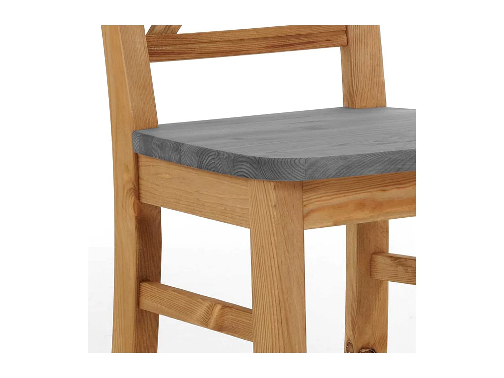 Landhaus Holzstühle in Grau Kiefer massiv 40 cm Sitztiefe (2er Set)