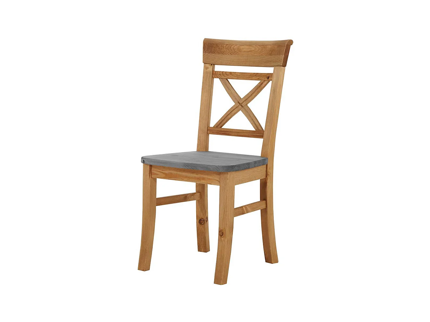 Landhaus Holzstühle in Grau Kiefer massiv 40 cm Sitztiefe (2er Set)