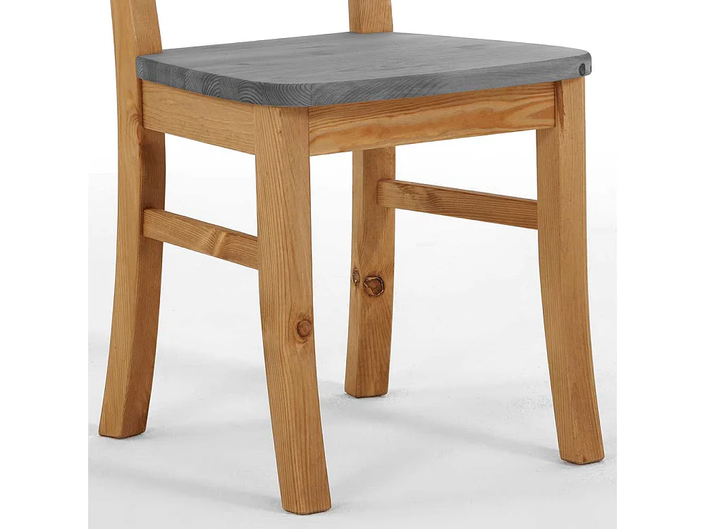 Landhaus Holzstühle in Grau Kiefer massiv 40 cm Sitztiefe (2er Set)