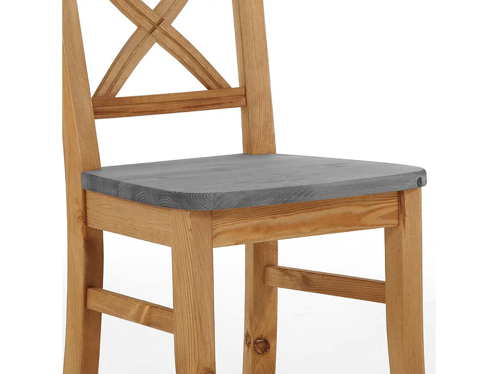 Landhaus Holzstühle in Grau Kiefer massiv 40 cm Sitztiefe (2er Set)