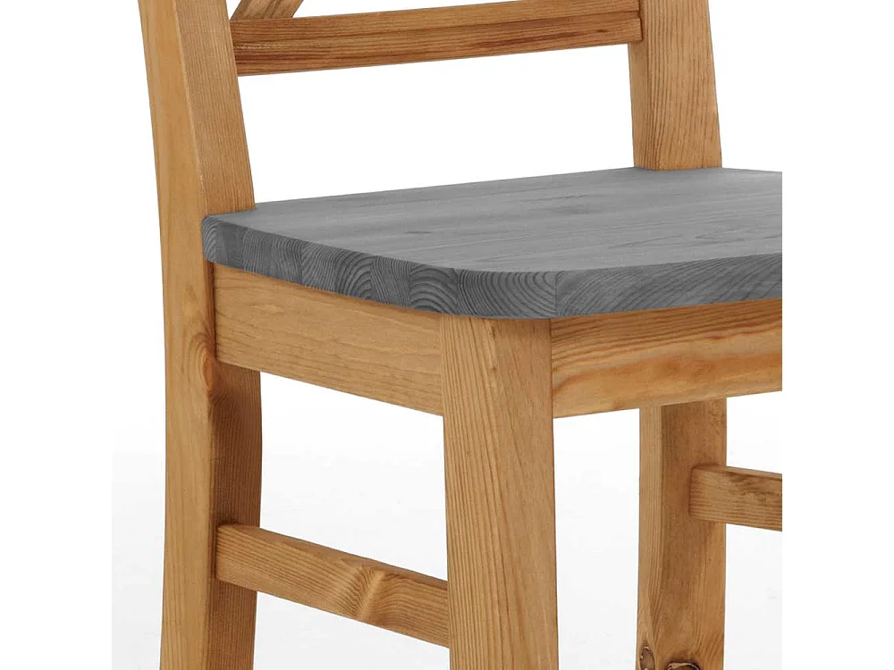 Landhaus Holzstühle in Grau Kiefer massiv 40 cm Sitztiefe (2er Set)