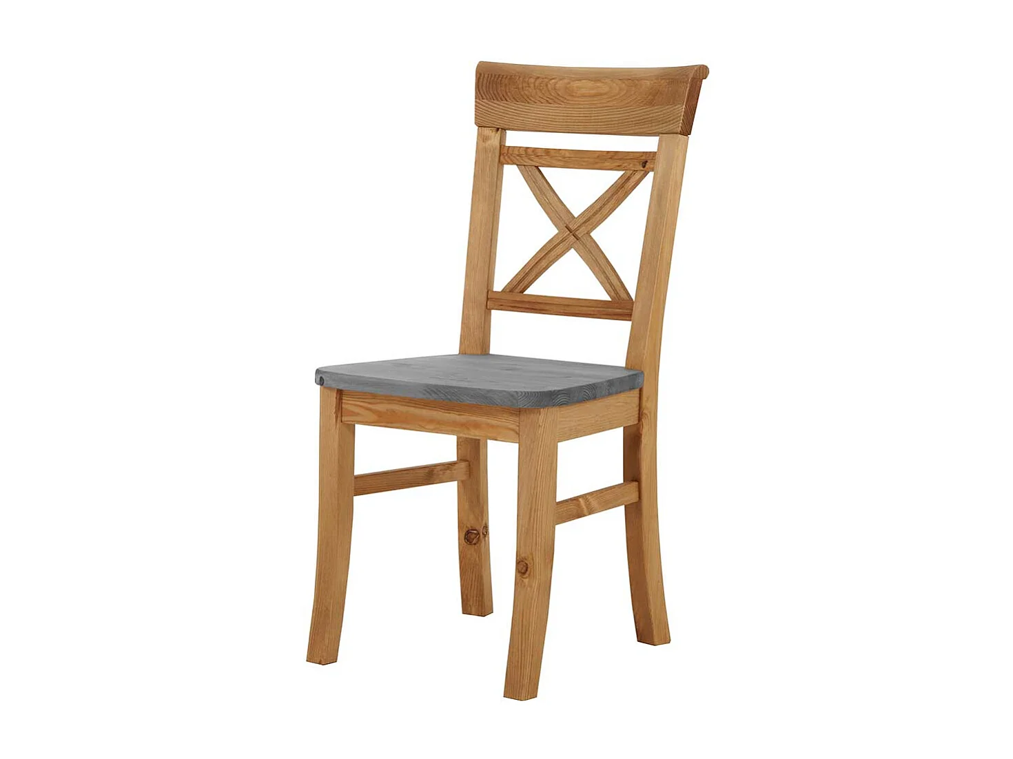 Landhaus Holzstühle in Grau Kiefer massiv 40 cm Sitztiefe (2er Set)