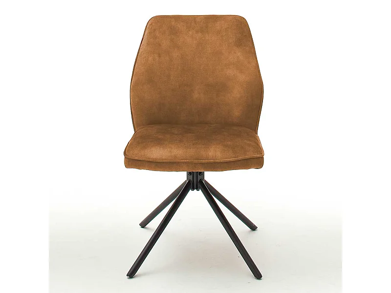 Velours Polsterstühle in Ocker Gelb mit Metalllgestell drehbar (2er Set)