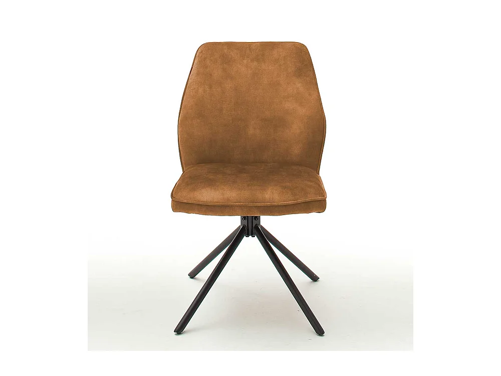 Velours Polsterstühle in Ocker Gelb mit Metalllgestell drehbar (2er Set)