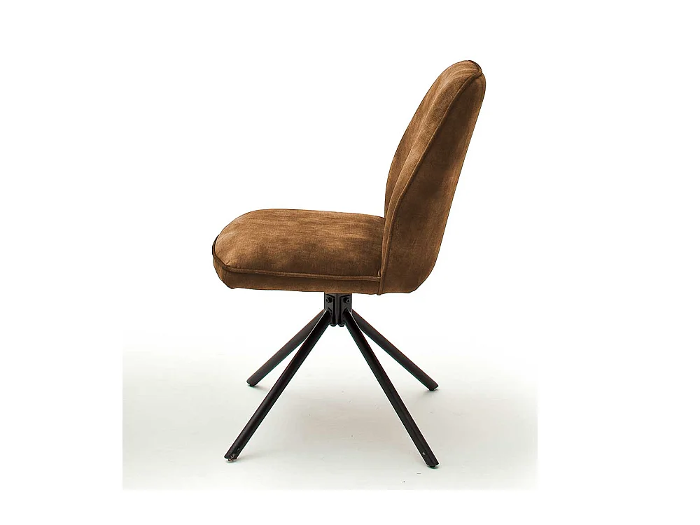 Velours Polsterstühle in Ocker Gelb mit Metalllgestell drehbar (2er Set)