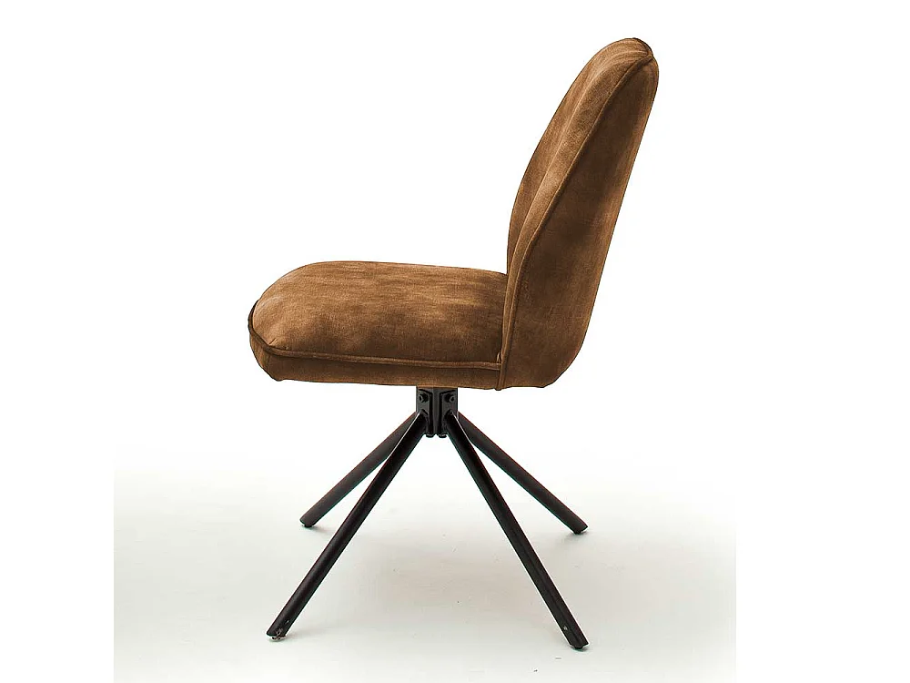 Velours Polsterstühle in Ocker Gelb mit Metalllgestell drehbar (2er Set)