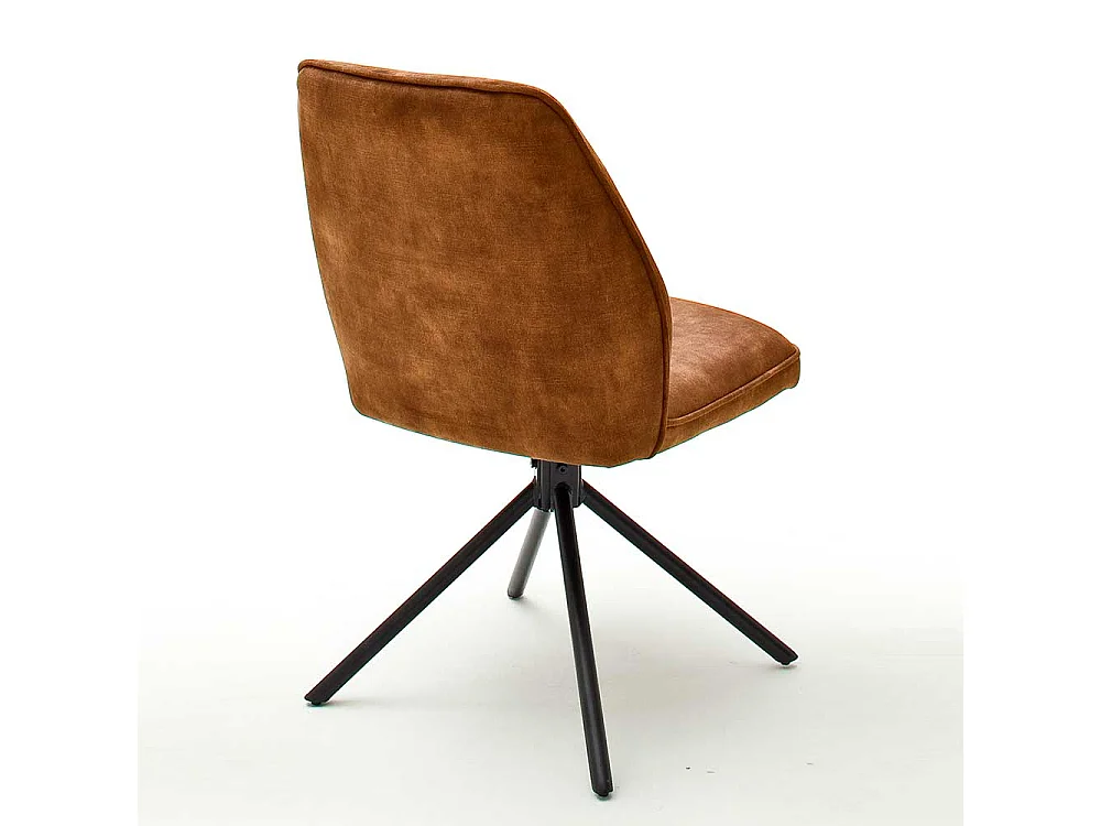 Velours Polsterstühle in Ocker Gelb mit Metalllgestell drehbar (2er Set)