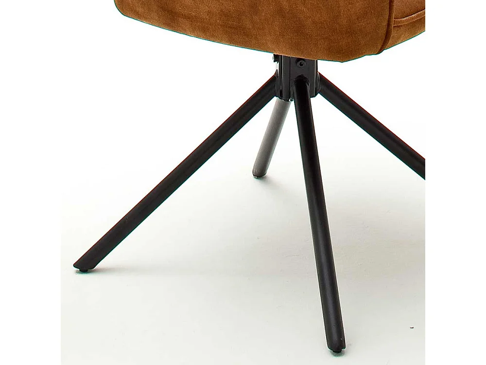 Velours Polsterstühle in Ocker Gelb mit Metalllgestell drehbar (2er Set)