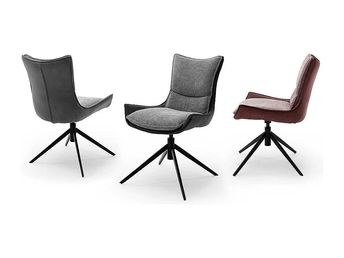 Esstisch St�hle in Rostfarben und Schwarz drehbar (2er Set)