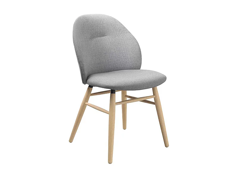 Stuhl Esszimmer im Skandi Design Webstoff und Massivholz