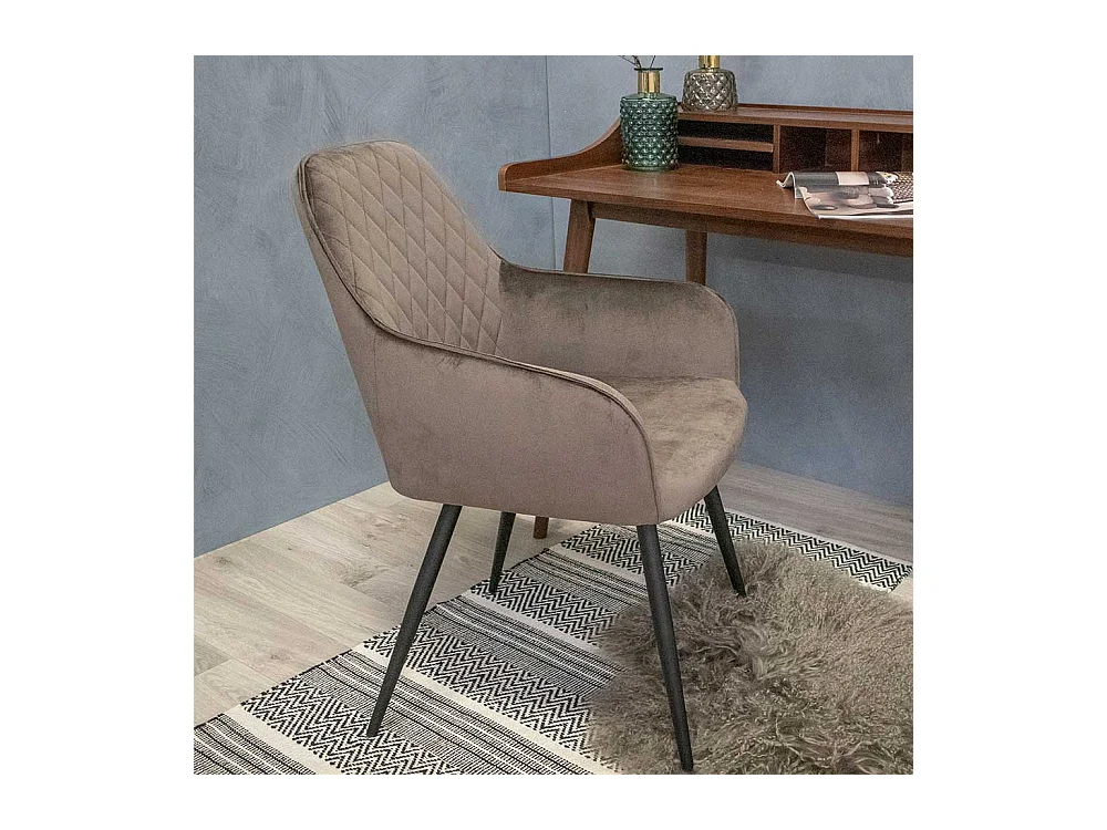 Esstischstühle in Taupe und Schwarz Armlehnen (2er Set)