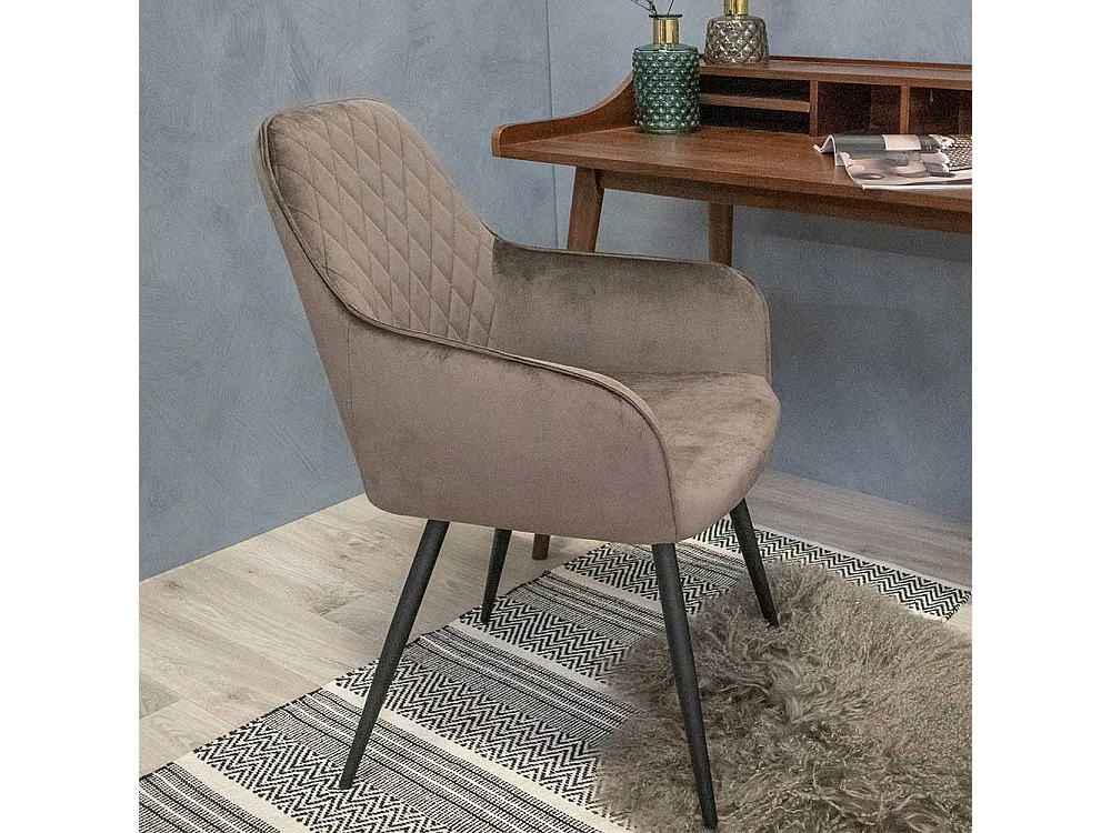 Esstischstühle in Taupe und Schwarz Armlehnen (2er Set)