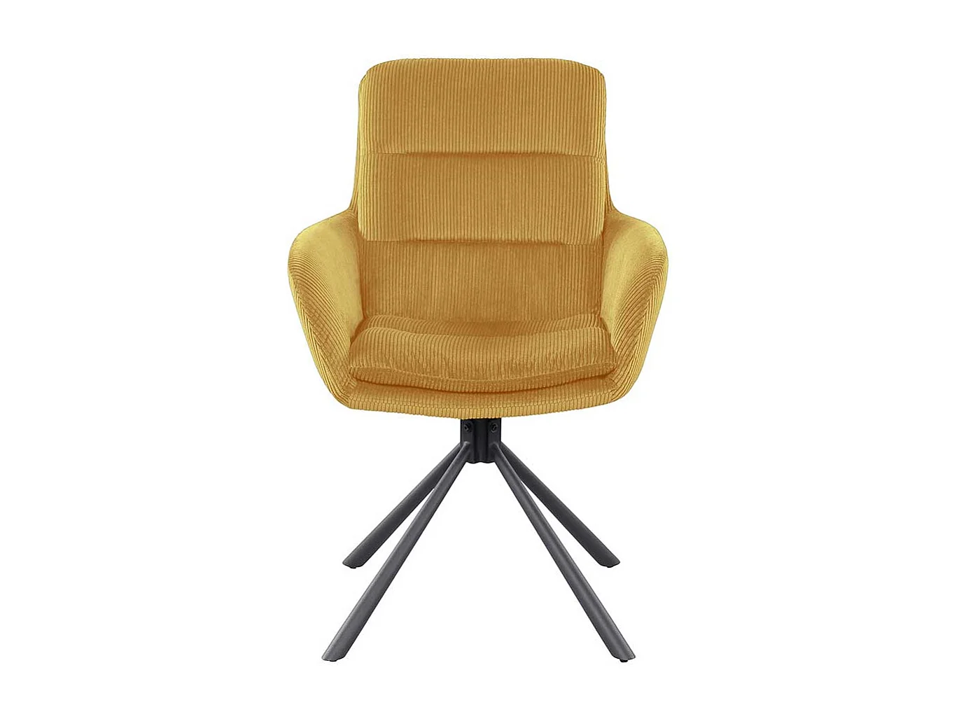 Esszimmerstuhl Armlehnen Cord in Goldgelb und Schwarz Gestell aus Metall