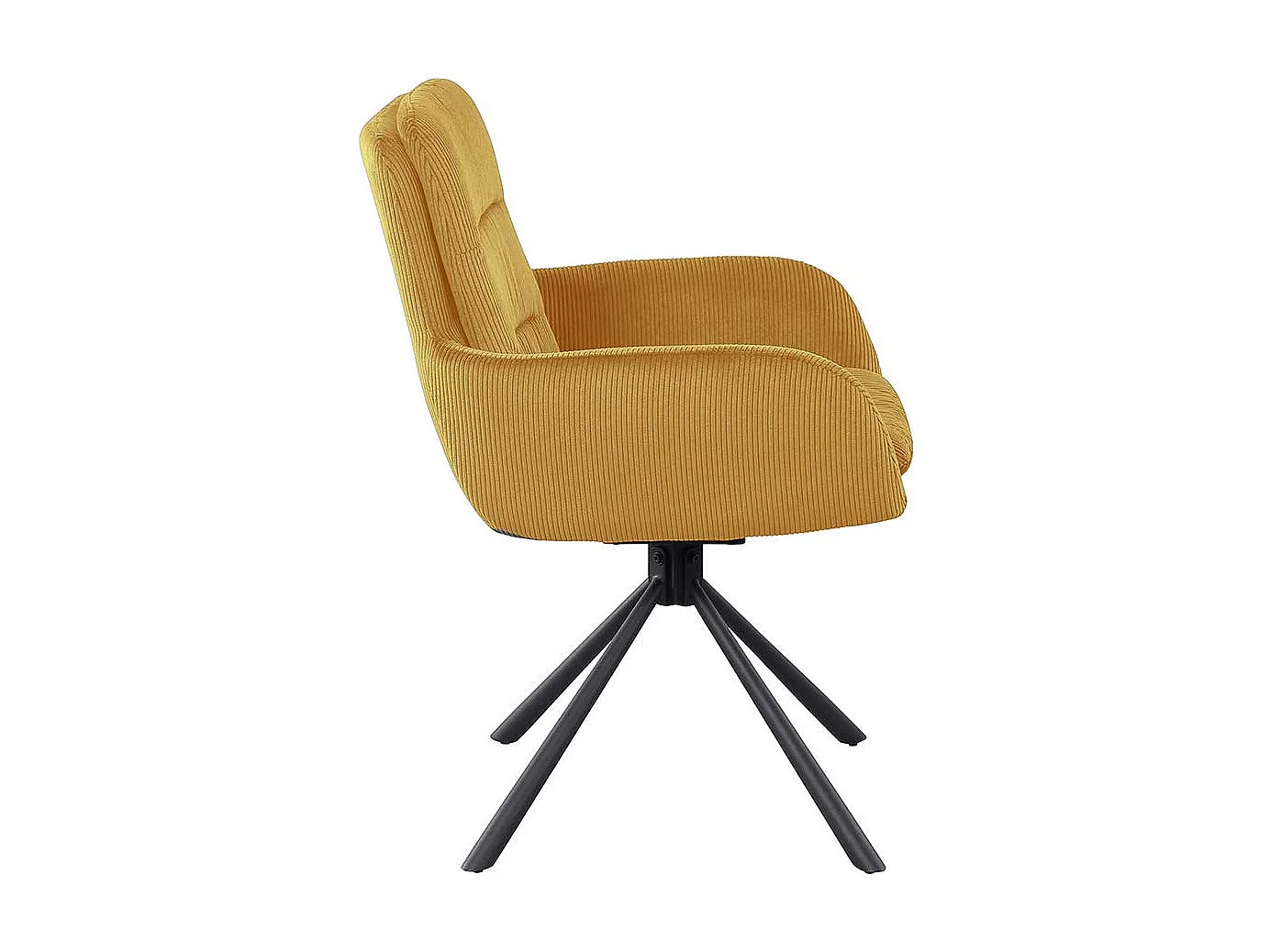 Esszimmerstuhl Armlehnen Cord in Goldgelb und Schwarz Gestell aus Metall