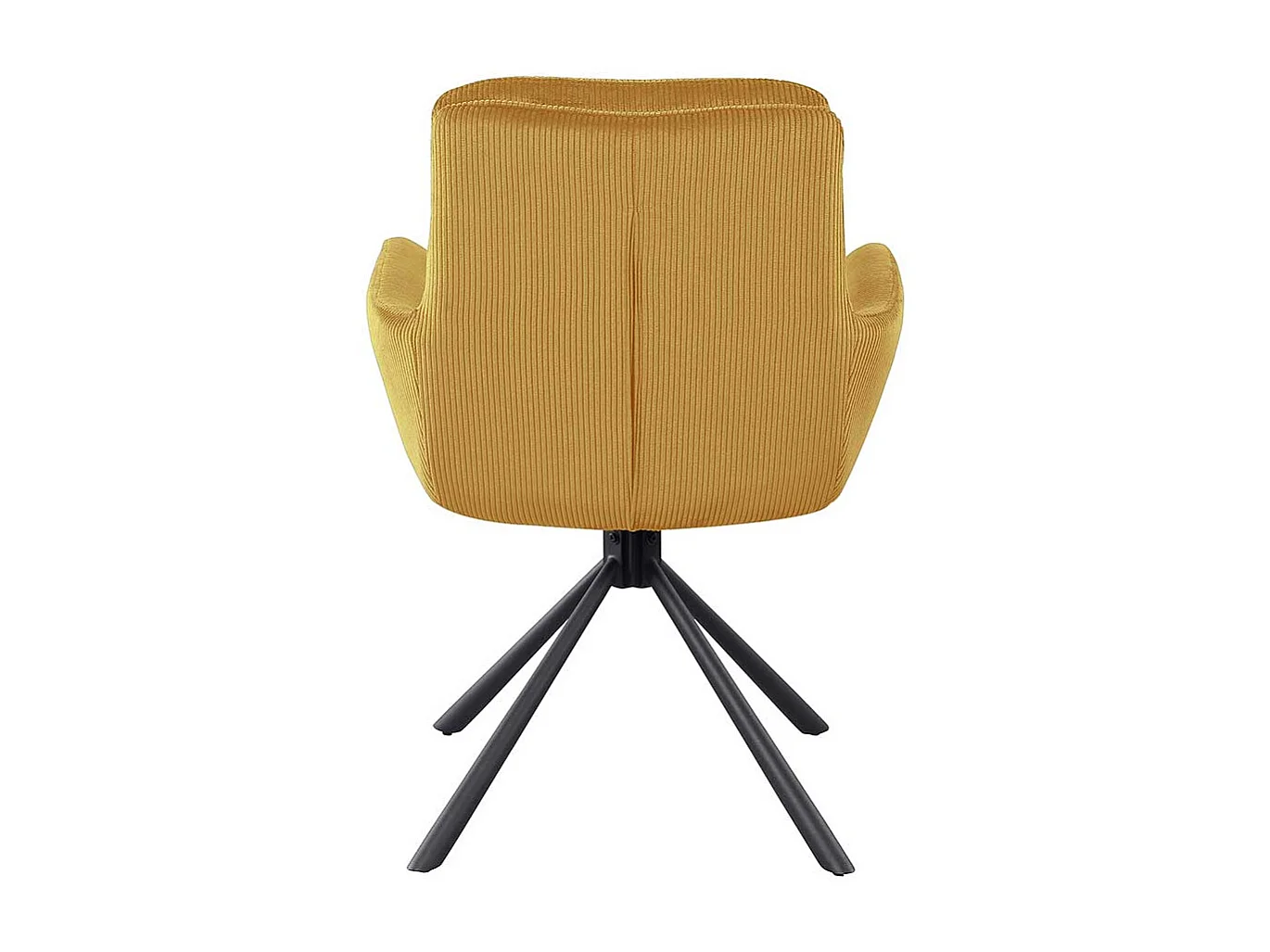 Esszimmerstuhl Armlehnen Cord in Goldgelb und Schwarz Gestell aus Metall