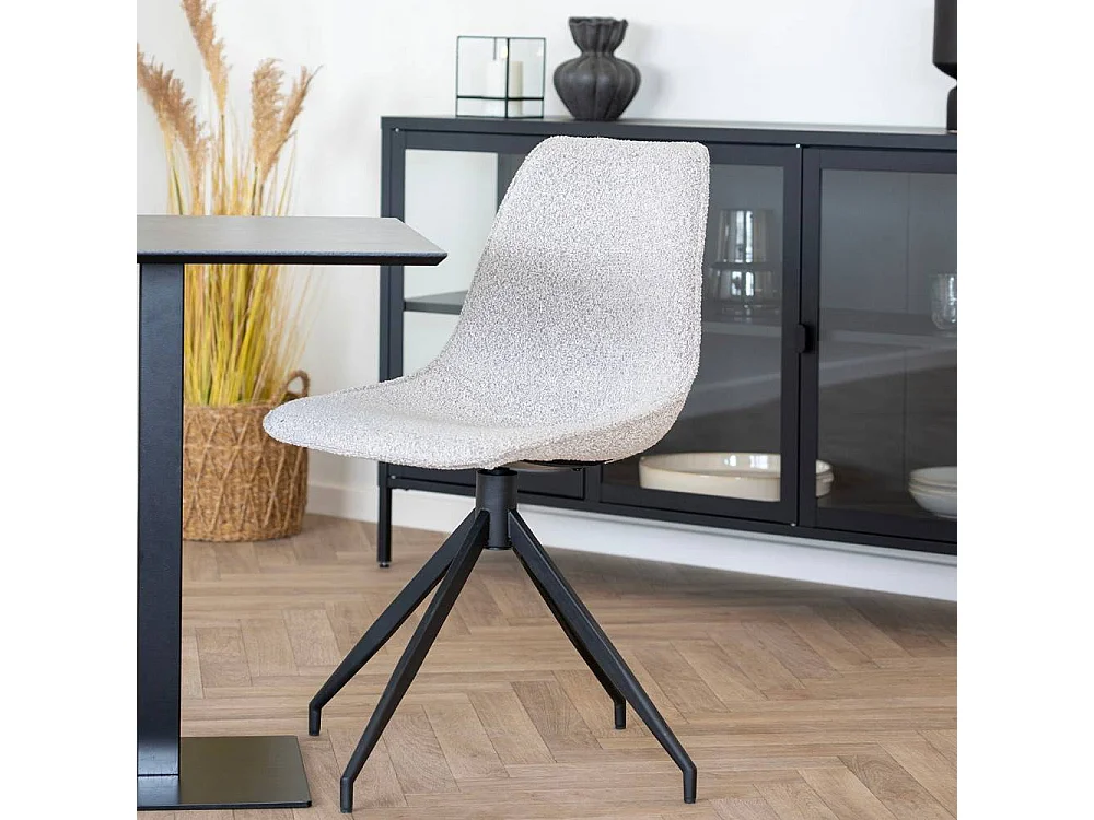 Polsterstuhl Küchenstuhl in Beige und Schwarz (2er Set)