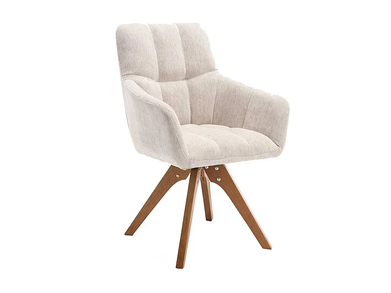 Esszimmerstuhl in Cremeweiß Strukturstoff (2er Set)