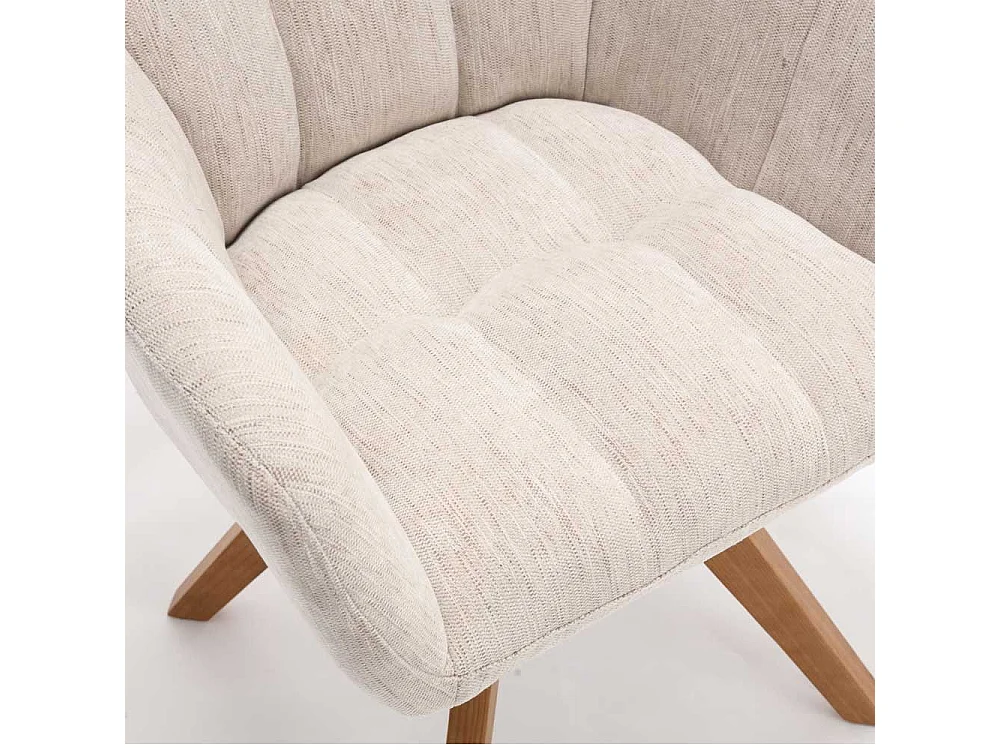 Esszimmerstuhl in Cremeweiß Strukturstoff (2er Set)