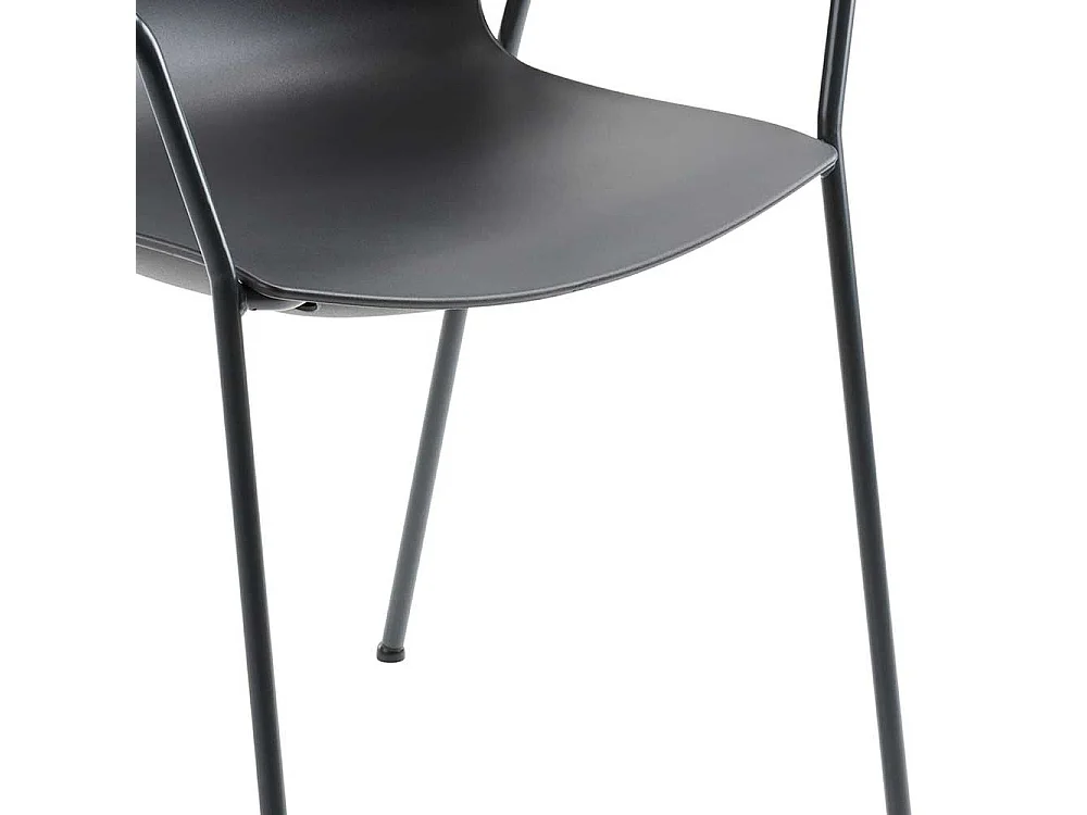 Armlehnen Kunststoff Stuhl in Anthrazit Metallgestell