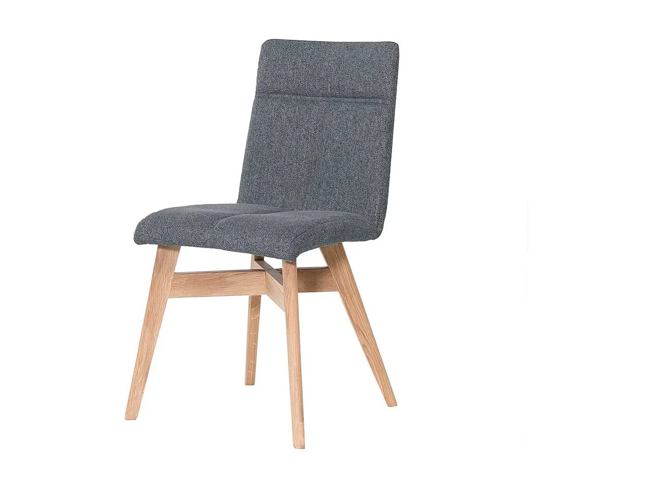 Esstisch Stühle in Grau Webstoff Massivholzgestell in Eiche Bianco (2er Set)