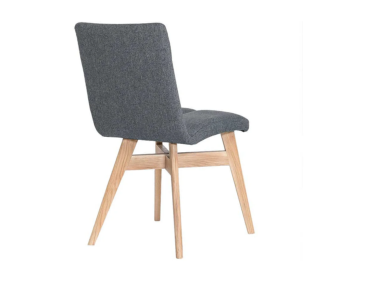 Esstisch Stühle in Grau Webstoff Massivholzgestell in Eiche Bianco (2er Set)