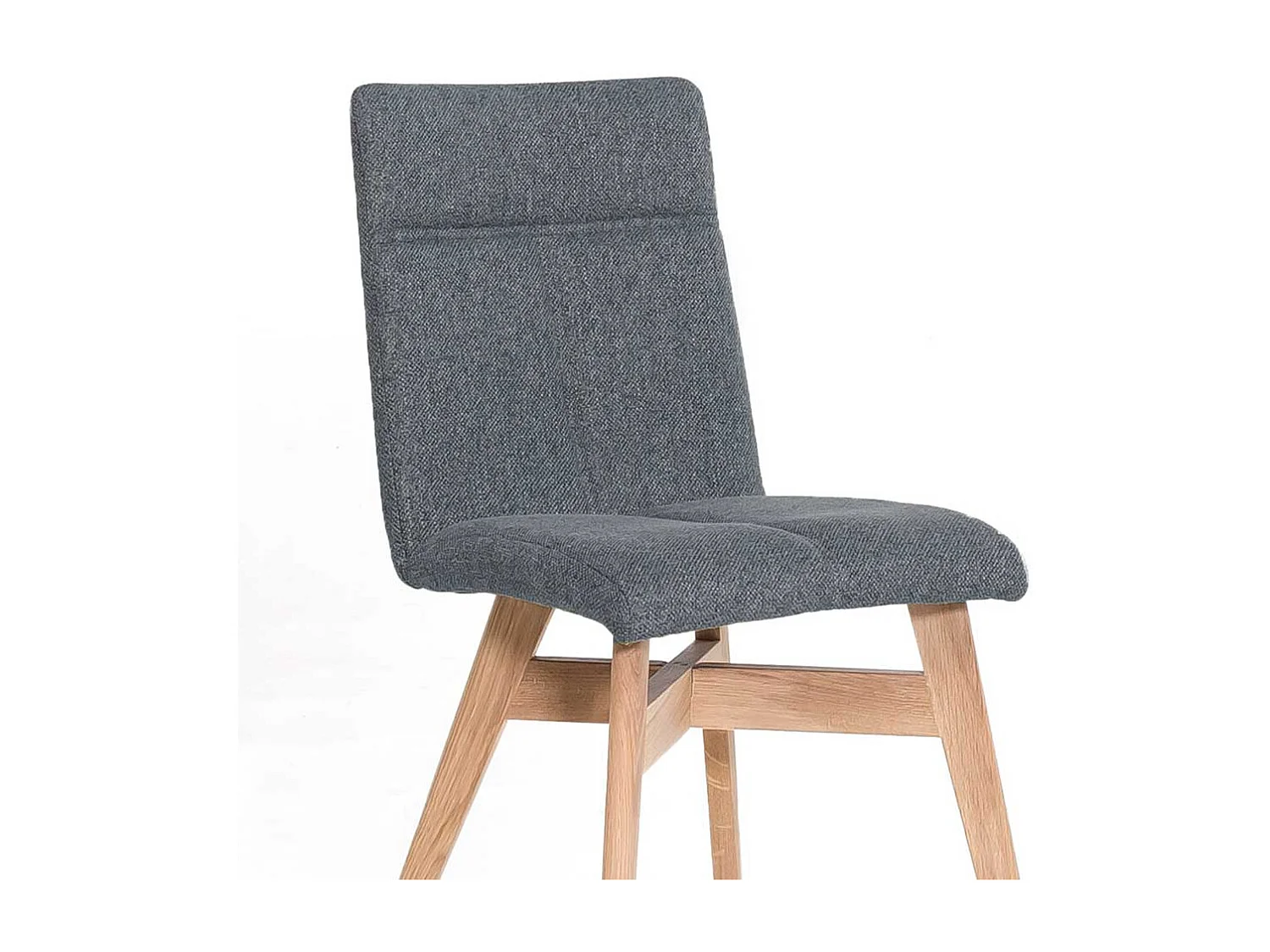 Esstisch Stühle in Grau Webstoff Massivholzgestell in Eiche Bianco (2er Set)