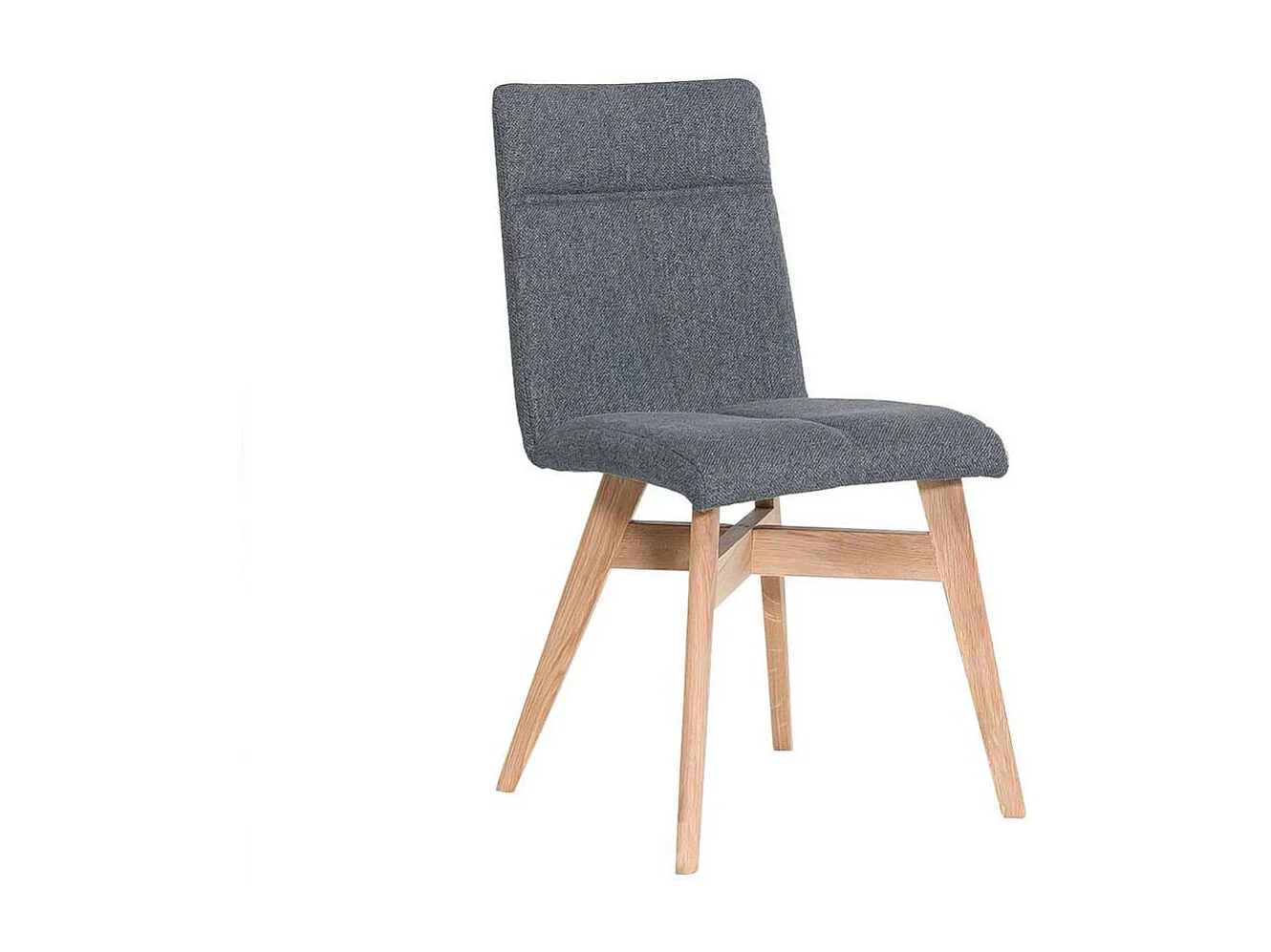 Esstisch Stühle in Grau Webstoff Massivholzgestell in Eiche Bianco (2er Set)