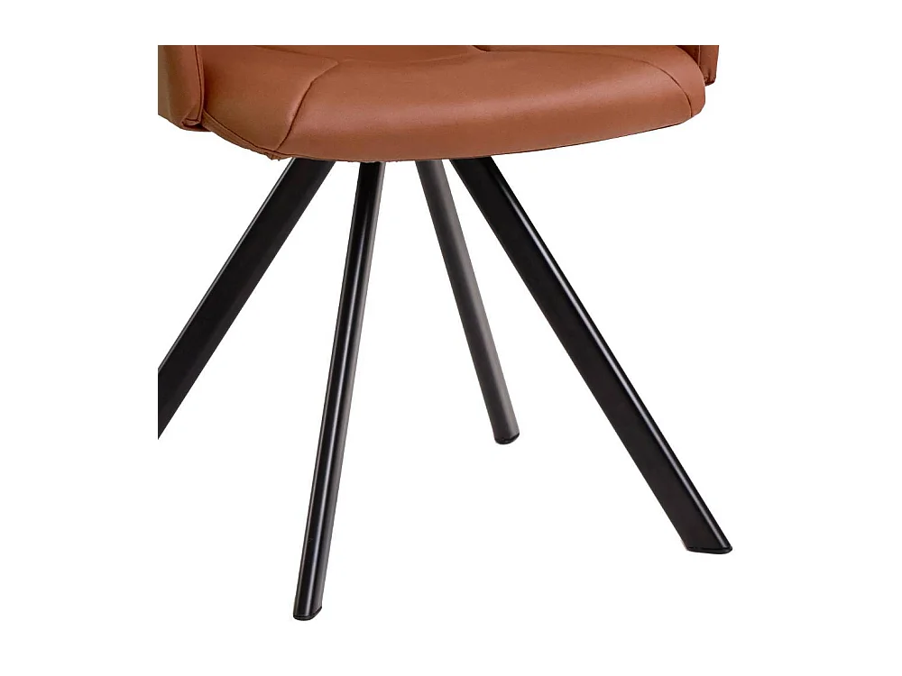 Esszimmerstuhl Armlehnstuhl in Cognac Braun mit Gestell aus Metall